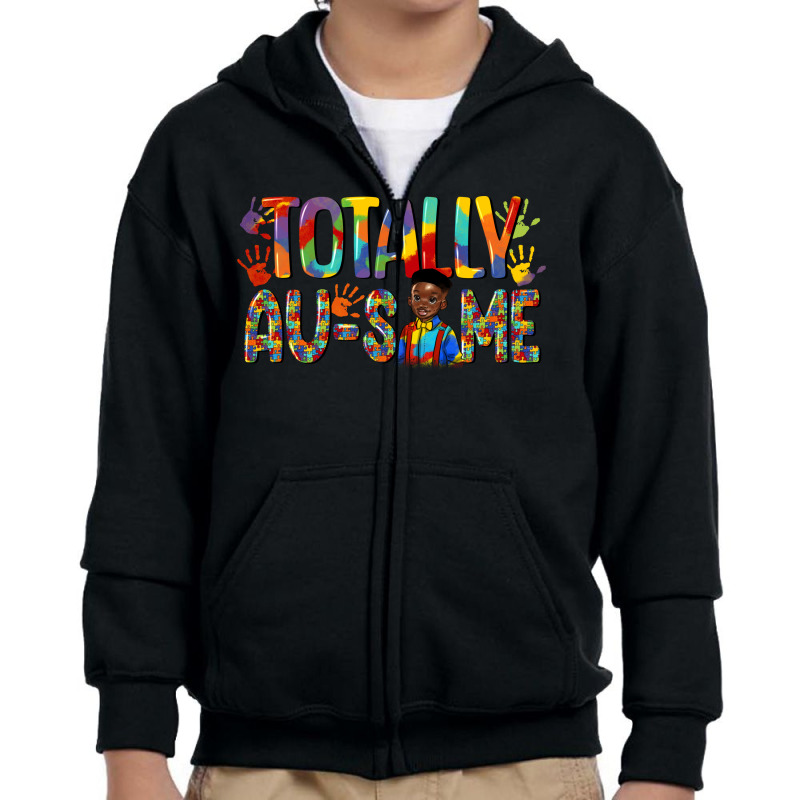 Totally Au-some Black Boy Youth Zipper Hoodie by afrowomandigitalshop@gmail.com | Artistshot