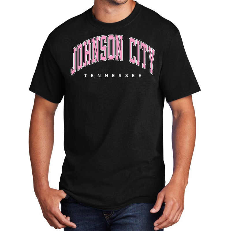 Johnson City Tennessee Tn Varsity Style Pink Text Premium T Shirt Basic T-shirt by cm-arts | Artistshot