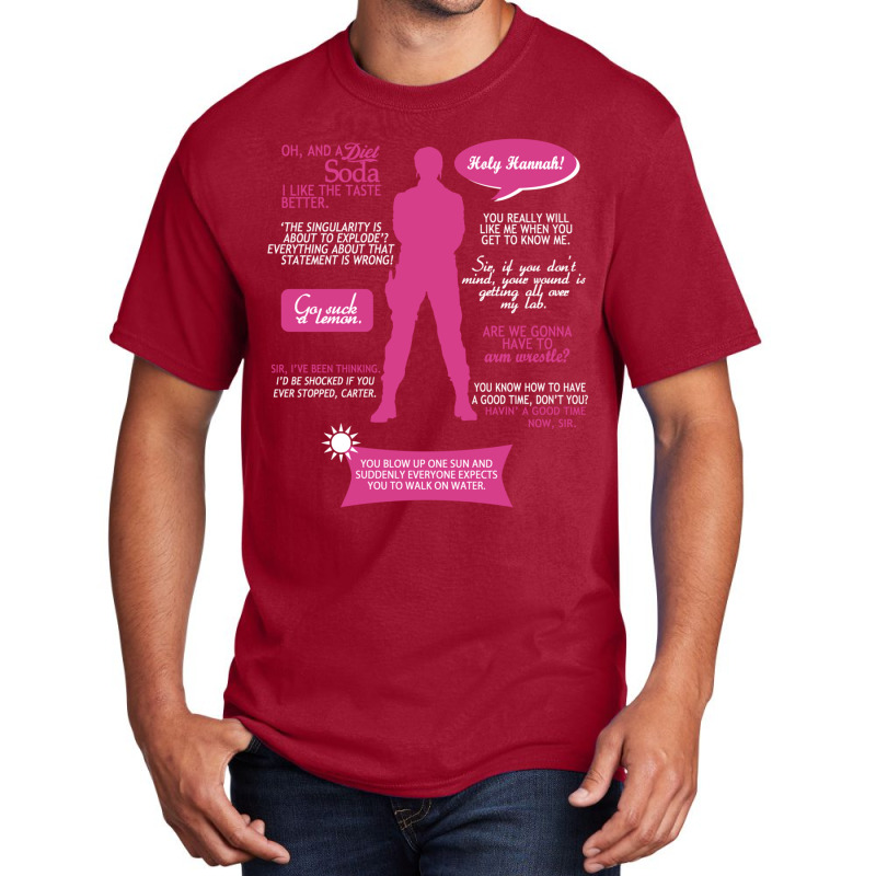 Stargate Sg1  Sam Quotes (pinkwhite Design) Fitted Basic T-shirt by cm-arts | Artistshot