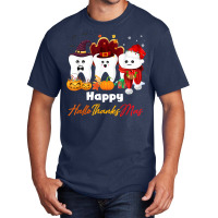 Teeth Hallothanksmas Halloween Thanksgiving Christmas Dental T Shirt Basic T-shirt | Artistshot