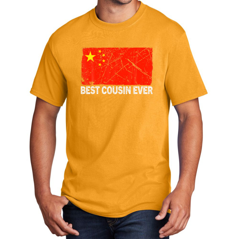 Retro Best Cousin Ever China Flag Distressed Father's Day Basic T-shirt | Artistshot