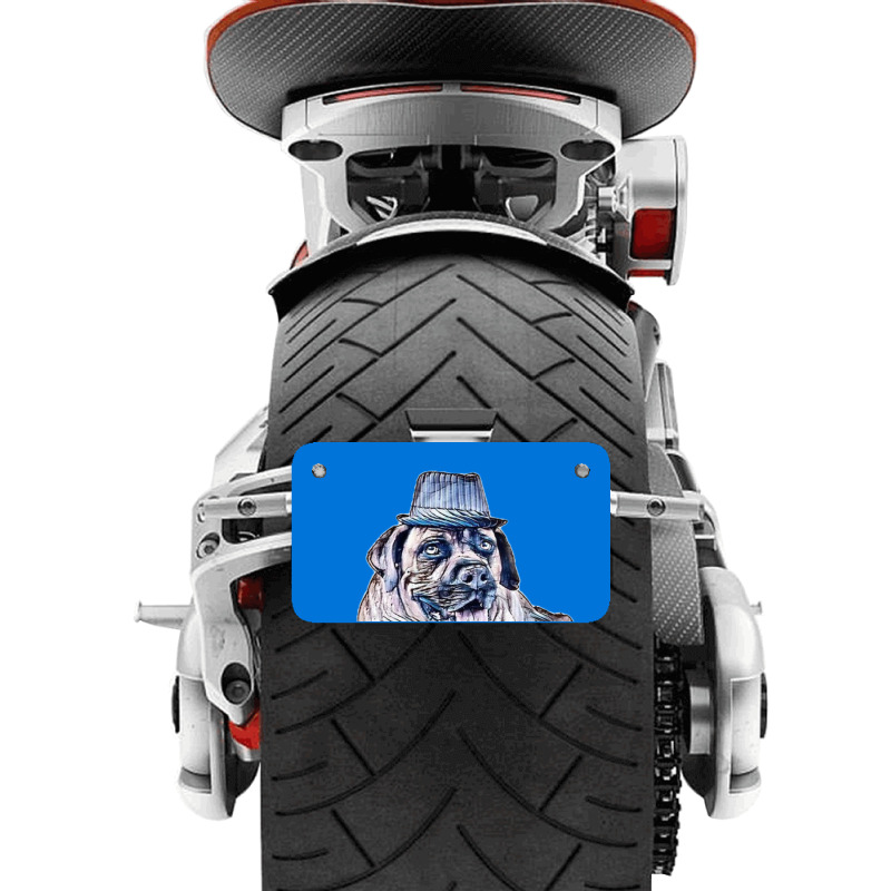 A Happy Mastiffdog Wearing A Motorcycle License Plate | Artistshot