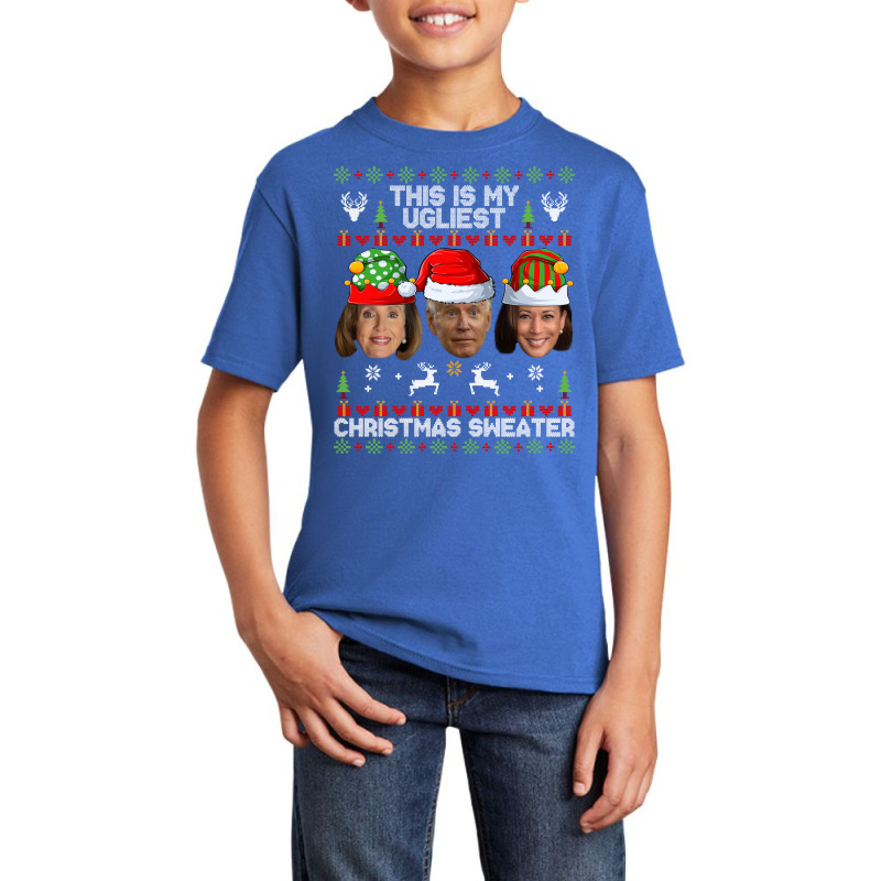 This Is My Ugliest Christmas Sweater Funny Joe Biden Kamala Sweatshirt Basic Youth T-shirt | Artistshot