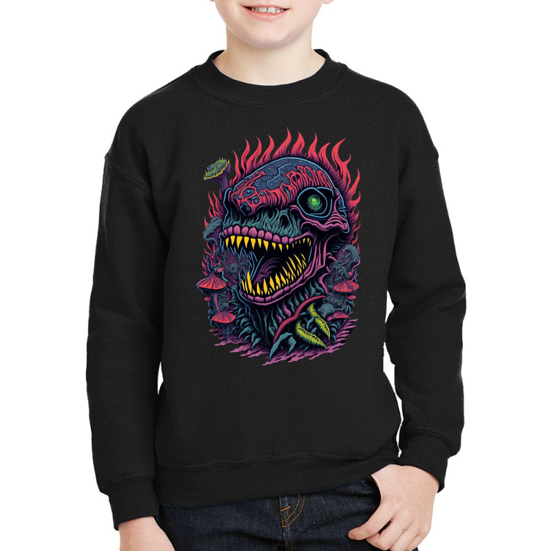 Dinosaur Skull Cyberpunk Youth Sweatshirt | Artistshot