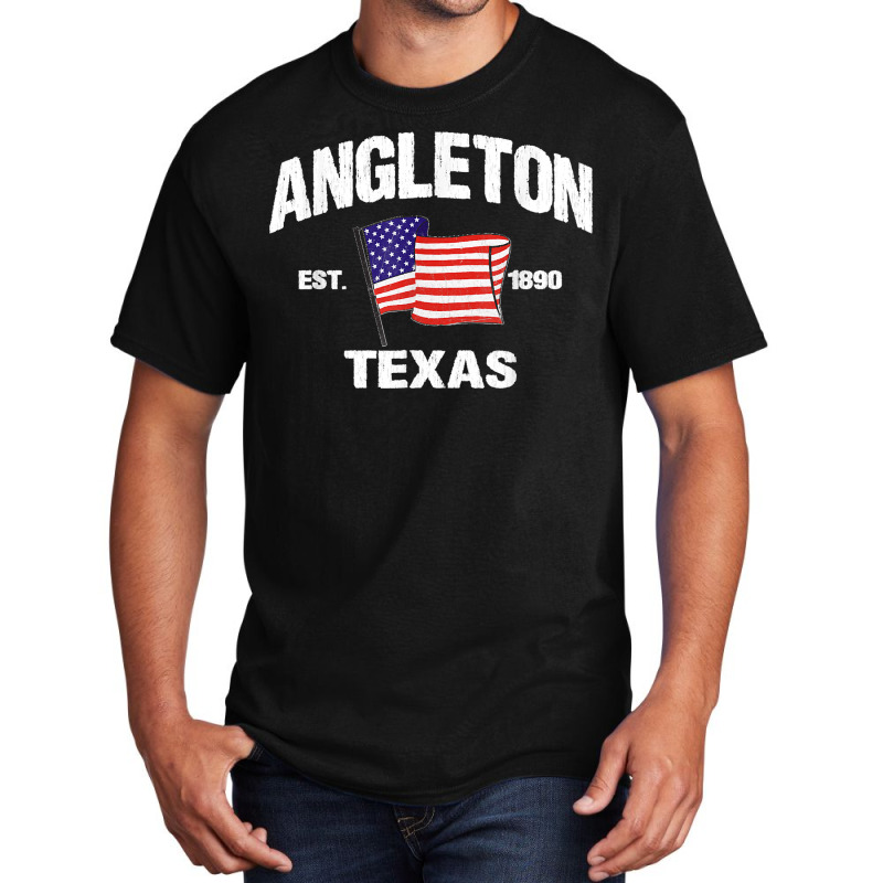 Angleton Texas Tx Usa Stars & Stripes Vintage Style Basic T-shirt by MandyMOerke | Artistshot