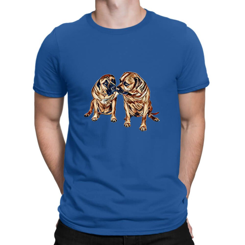 Two Mastiff Dogs Sitting Agai T-shirt | Artistshot