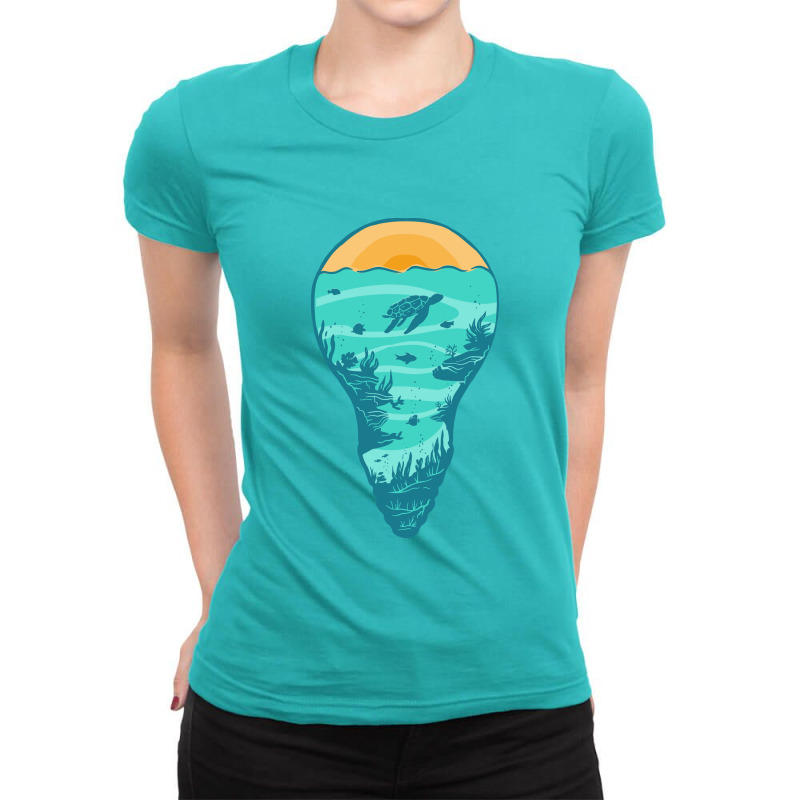 Underwater Light Ladies Fitted T-Shirt by Mangustudio | Artistshot