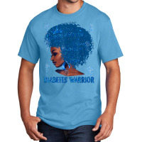 Black Woman Afro African Type 1 Diabetes Warrior Ribbon Blue T Shirt Basic T-shirt | Artistshot