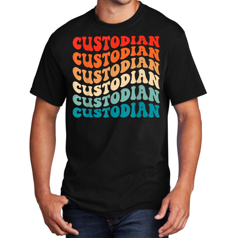 Retro Groovy Custodian 70s Vintage Funny Boho Hippie Wavy T Shirt Basic T-shirt | Artistshot