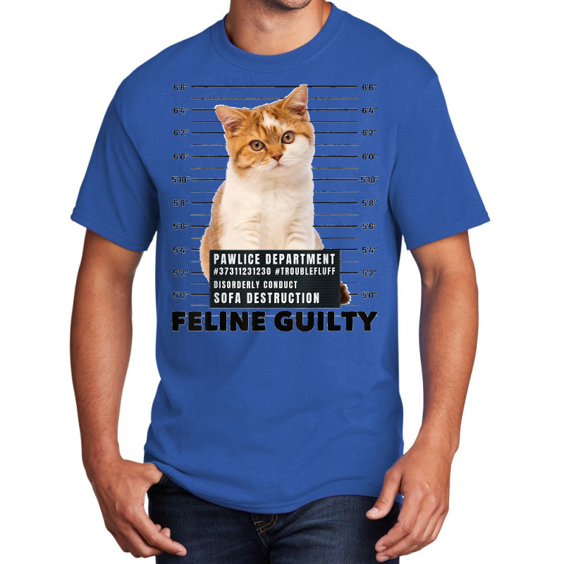 Funny Cat Feline Guilty Guilty Cat Pawlice Dept Mugshot Basic T-shirt | Artistshot