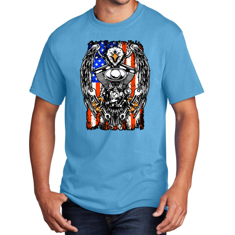 American Biker Basic T-shirt by Evelyn D Adkins | Artistshot