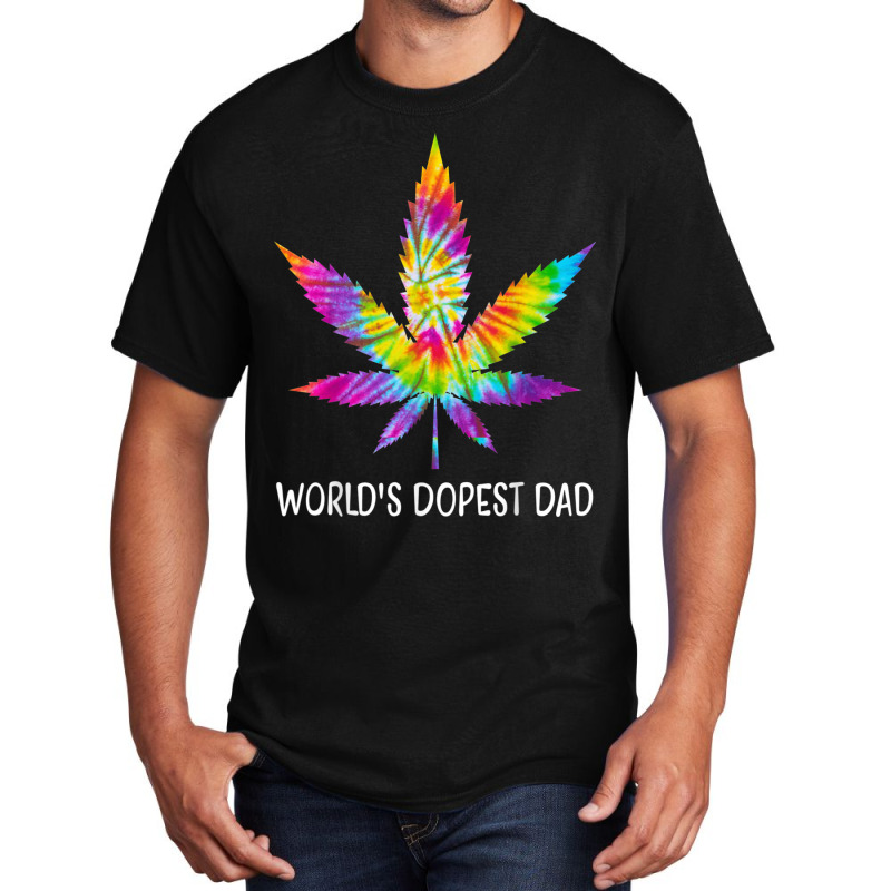 Hippie Tie Dye 420 Worlds Dopest Dad Funny Marijuana Leaf Basic T-shirt | Artistshot