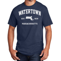 Watertown Massachusetts Ma Vintage State Athletic Style T Shirt Basic T-shirt | Artistshot