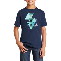 Geometric Triangle Compilation In Teal Basic Youth T-shirt | Artistshot