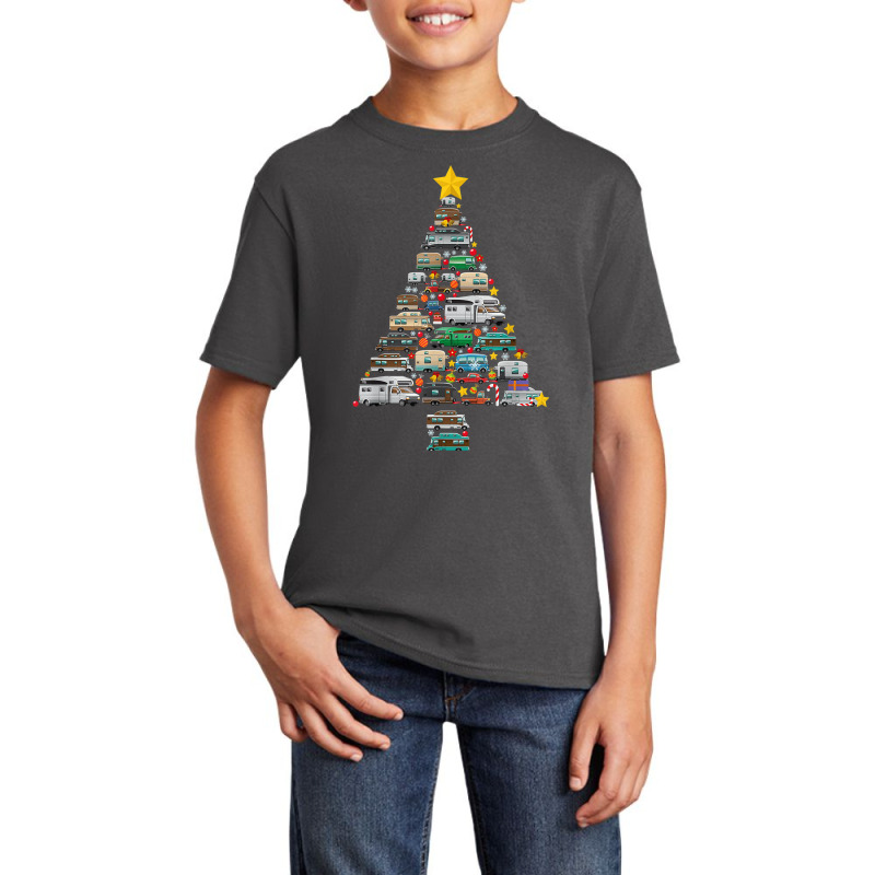 Camping Trailer Christmas Tree Camper Caravan Rv Van Xmas T Shirt Basic Youth T-shirt by nejnda | Artistshot