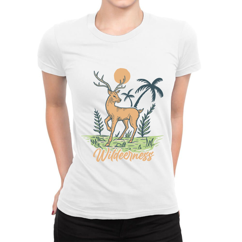 Wildeerness Wild Deer Ladies Fitted T-Shirt by Mangustudio | Artistshot