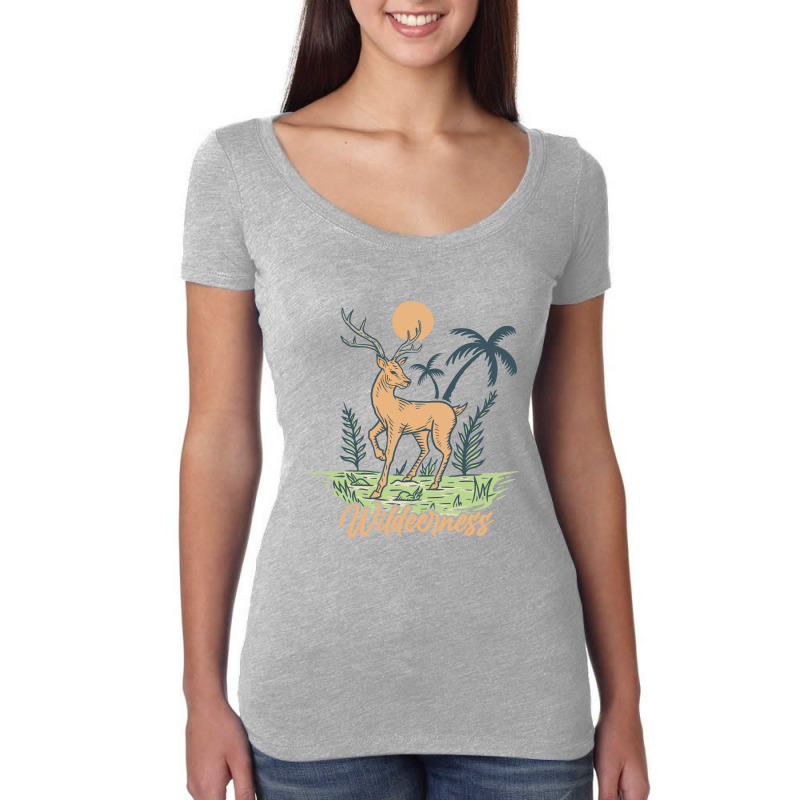 Wildeerness Wild Deer Women's Triblend Scoop T-shirt by Mangustudio | Artistshot