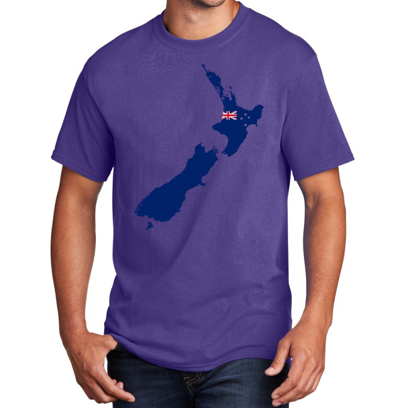 Flag Map Of New Zealand Basic T-shirt | Artistshot