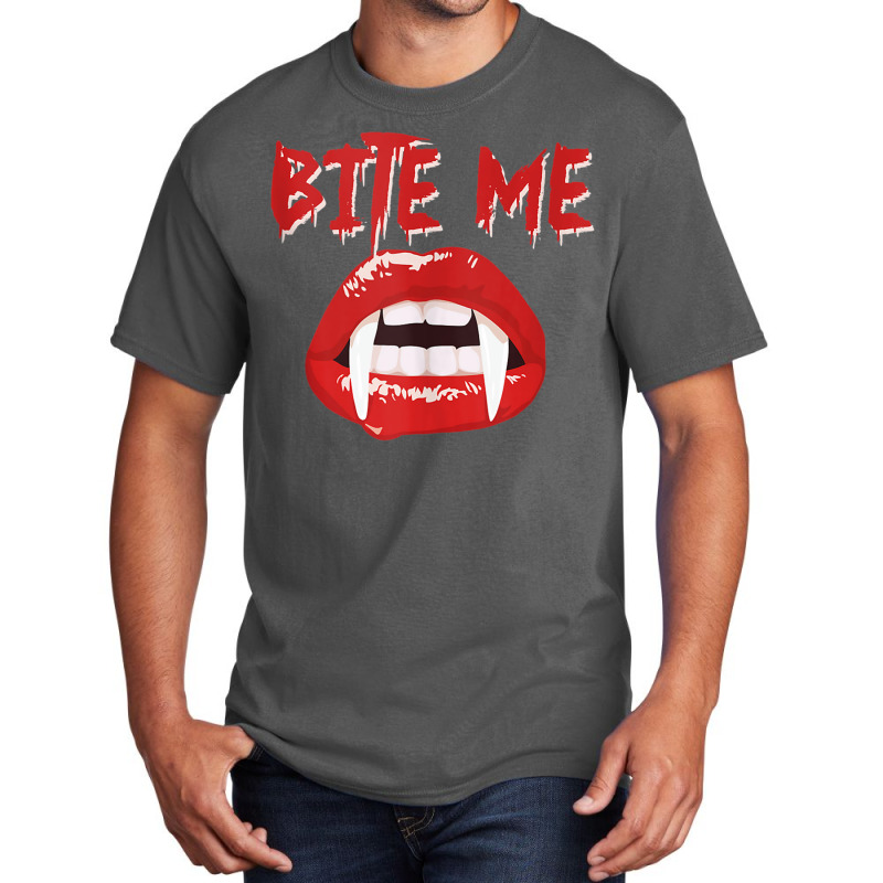 Bite Me Funny Halloween Vampire Bite Me Tank Top Basic T-shirt by CoreyMartinPeters | Artistshot