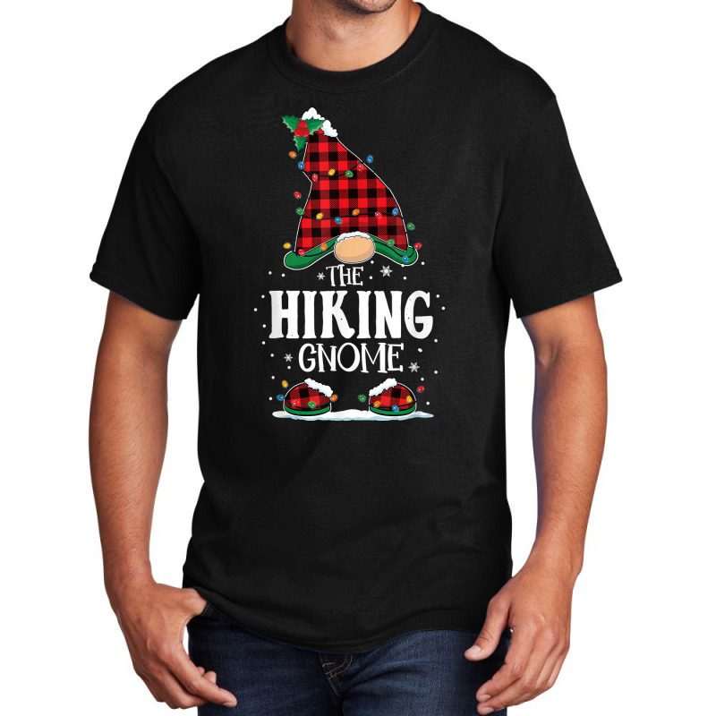 Hiking Gnome Plaid Christmas Lights Matching Family Pajama T Shirt Basic T-shirt by ormtbkluss | Artistshot