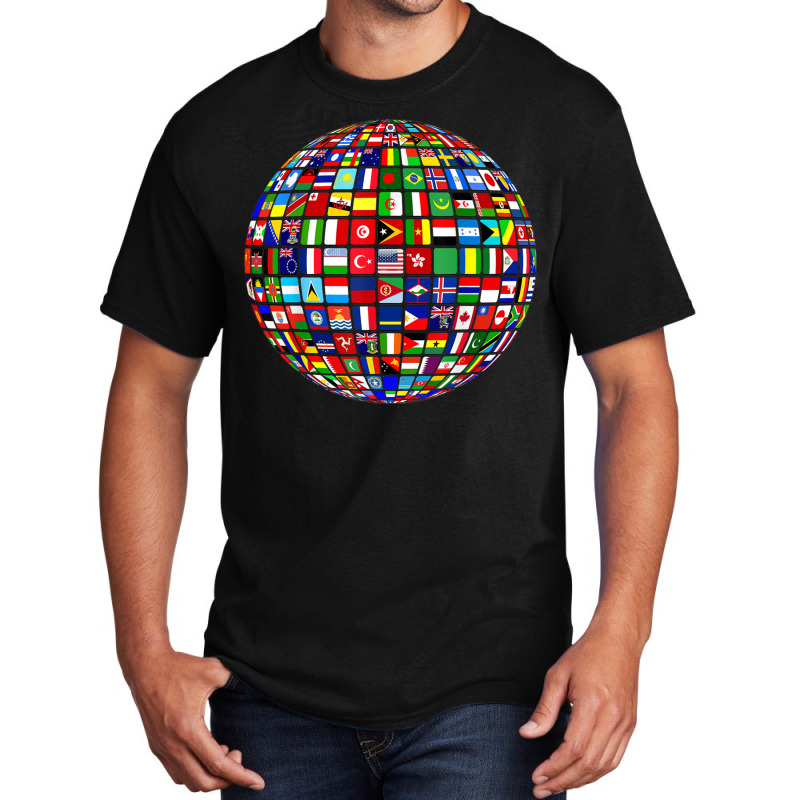 World Map Of Flags Globe Atlas Flags Of The World Basic T-shirt | Artistshot