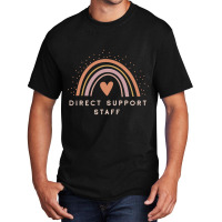 Direct Support Staff  Boho Casual Rainbow Dark Design Basic T-shirt | Artistshot