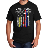 No One Fights Alone Usa Flag Veterans Army Police Ems Basic T-shirt | Artistshot