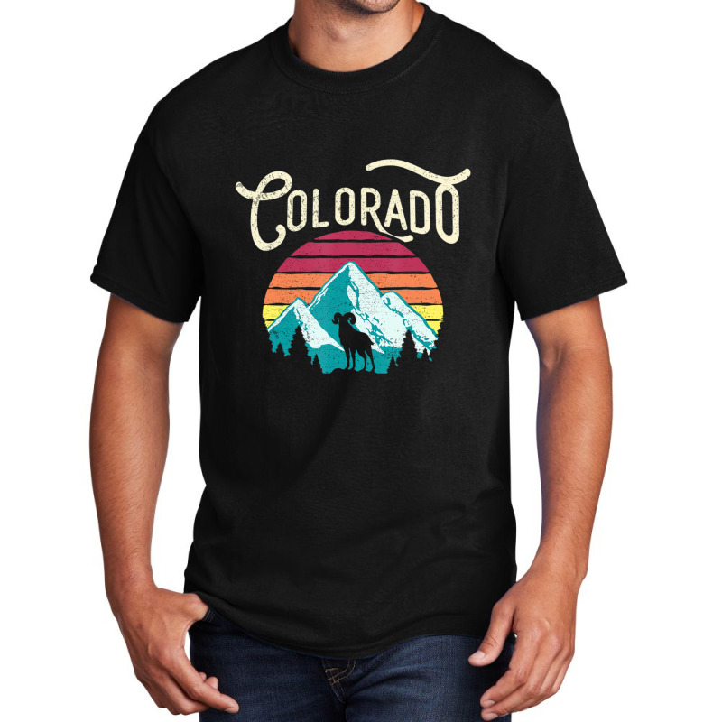 Retro Colorado Co Mountains Wildlife Bighorn Sheep Basic T-shirt by degreesgunner | Artistshot