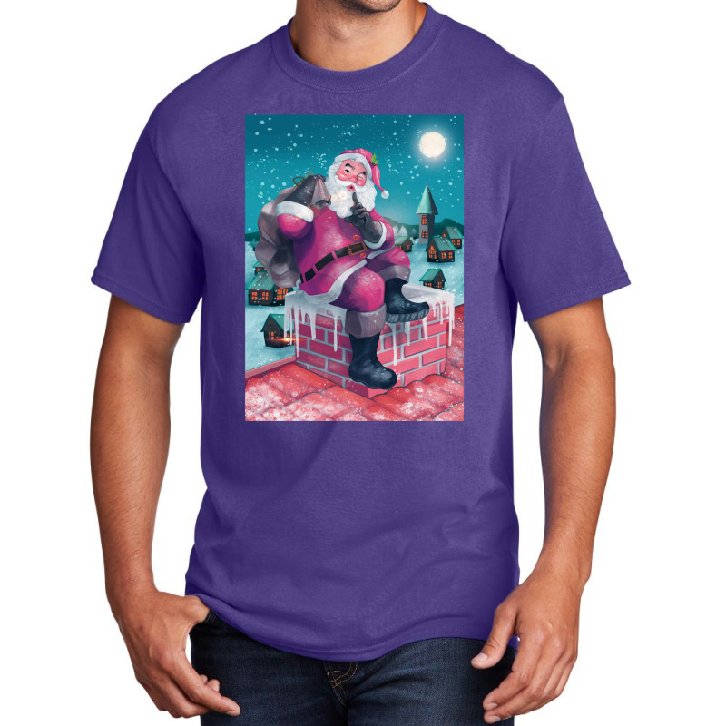 Christmas Vintage Pink Santa Claus Basic T-shirt | Artistshot