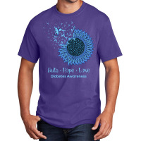 Sunflower Faith Hope Love Diabetes Awareness Diabetic Gifts Long Sleev Basic T-shirt | Artistshot