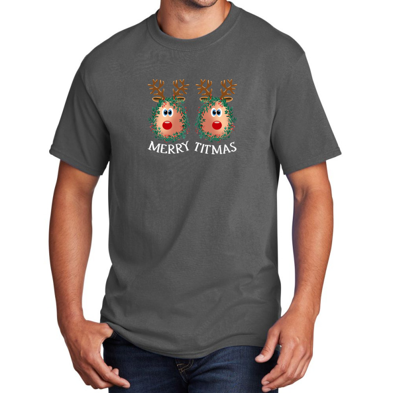 Merry Titmas Reindeer Boobs Naughty Funny Ugly Christmas Sweater Basic T-shirt | Artistshot