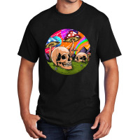 Psychedelic World Hippie Trippy Skull Mushroom Mycologist 42 Basic T-shirt | Artistshot