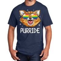 Purride Cat Gay Pride Lgbt Rainbow Flag T Shirt Sunglasses Basic T-shirt | Artistshot