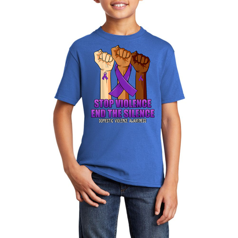 Domestic Violence Awareness Stop Violence End Silence Hand T Shirt Basic Youth T-shirt by emaliekrein | Artistshot