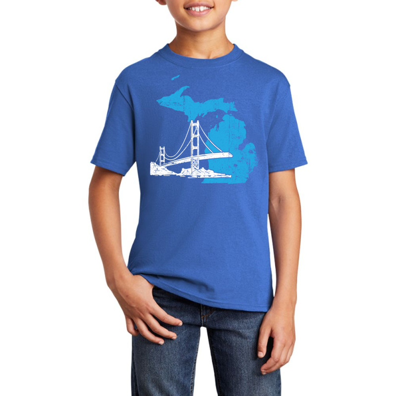 Great Lakes Shaped Men Women Summer Michigan Mackinac Bridge Pullover  Basic Youth T-shirt by CesarRobertoRamirez | Artistshot