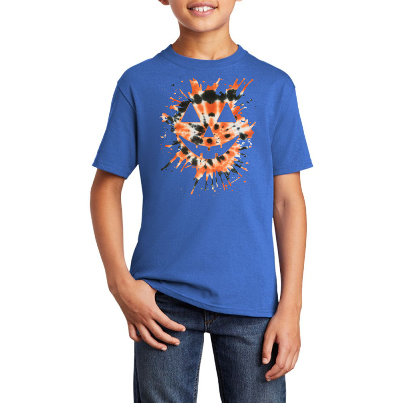 Orange Tie Dye Jack O Lantern Face Hippie Halloween Basic Youth T-shirt | Artistshot