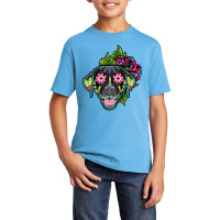 Labrador Retriever In Black - Day Of The Dead Sugar Skull Dog Basic Youth T-shirt | Artistshot