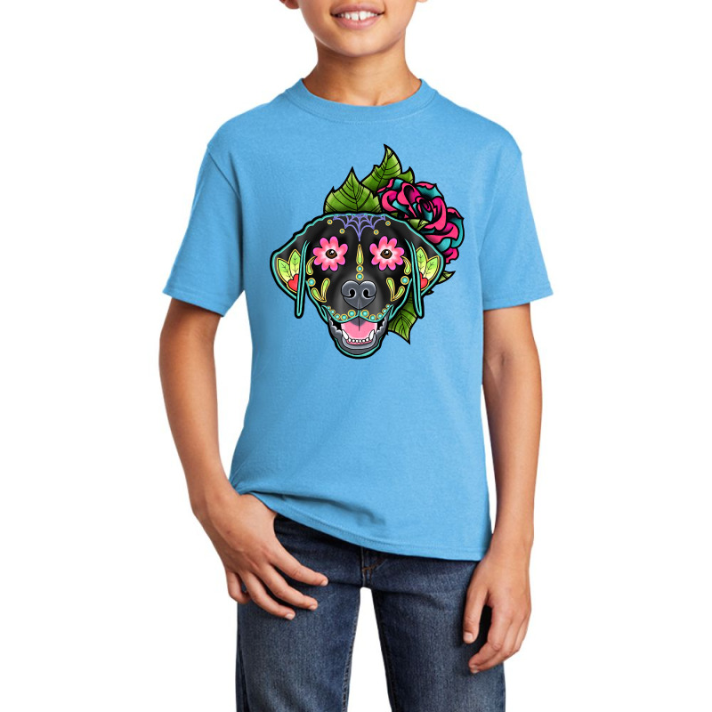 Labrador Retriever In Black - Day Of The Dead Sugar Skull Dog Basic Youth T-shirt by Inmamlil638 | Artistshot