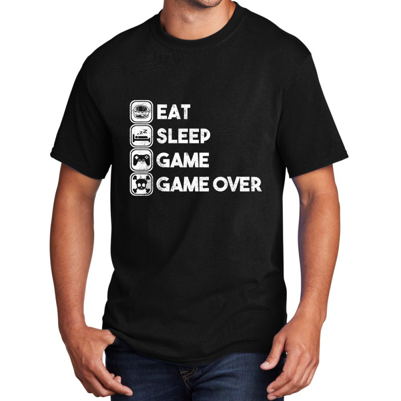 Eat Sleep Game Game Over Basic T-shirt by Beers Pulido | Artistshot