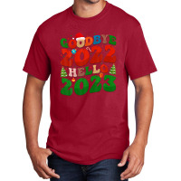 Goodbye 2022 Hello 2023 Retro Groovy Christmas New Year 2023 Basic T-shirt | Artistshot