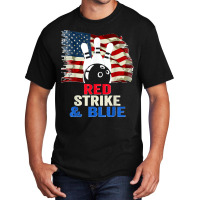 Patriotic Bowling 4th Of July Red Strike & Blue Usa Flag Basic T-shirt | Artistshot