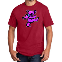 Pink Grateful Dancing Hippie Classic Rock Dead Bear Basic T-shirt | Artistshot