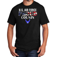 Us Proud Air Force Cousin With American Flag Veteran Basic T-shirt | Artistshot