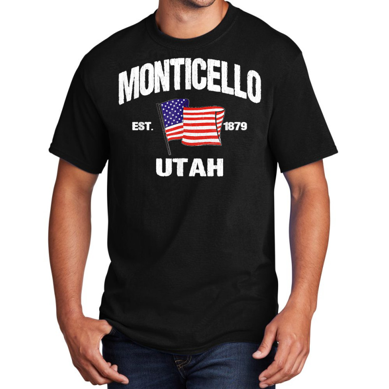 Monticello Utah Ut Usa Stars & Stripes Vintage Style Basic T-shirt by JOHNDTROUTMAN | Artistshot