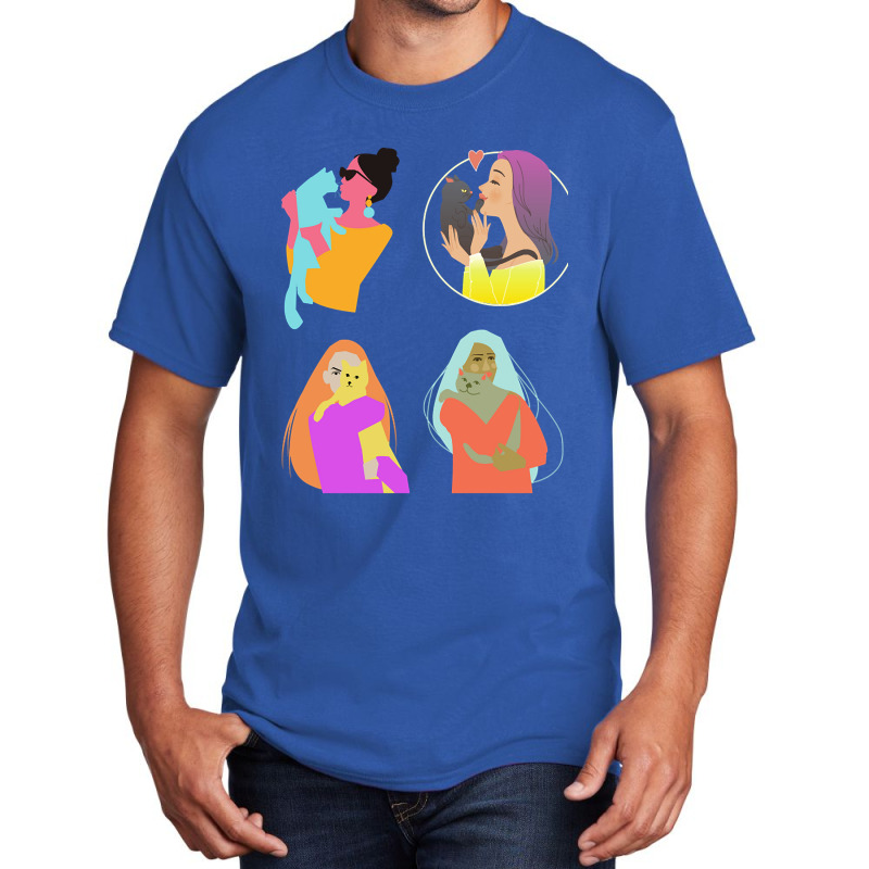 Behind Every Great Woman, Is Here Cat Stickers Basic T-shirt | Artistshot