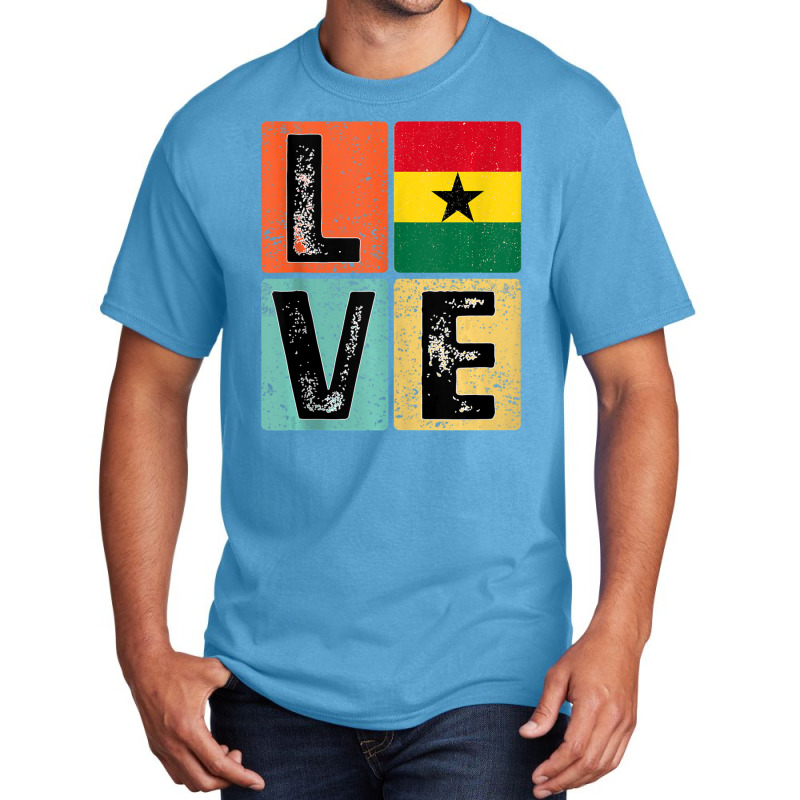 Vintage Retro I Love Ghana Flag For Ghanaian Pride Basic T-shirt | Artistshot