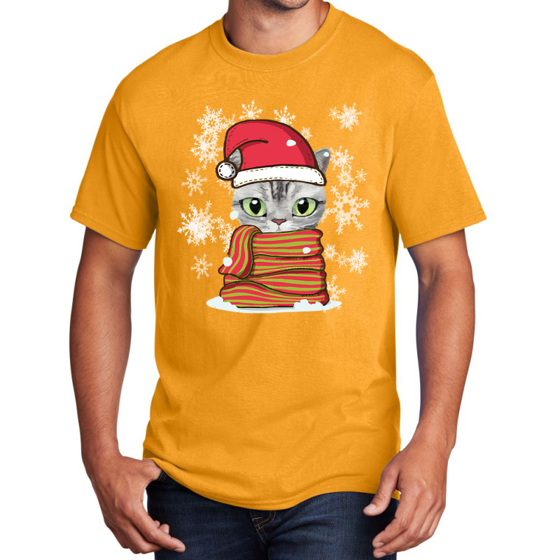 Cat Christmas Lovely Cat Christmas Basic T-shirt by Irena D Good | Artistshot