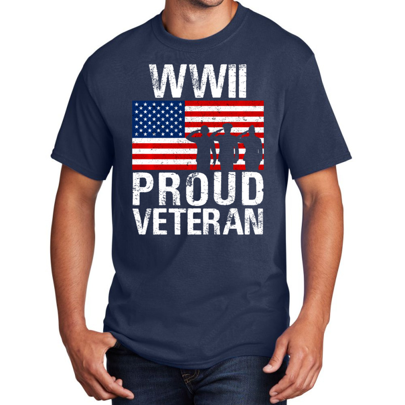 Proud Wwii World War Ii Veteran Gift For Military Men Women Basic T-shirt by bummercaught | Artistshot