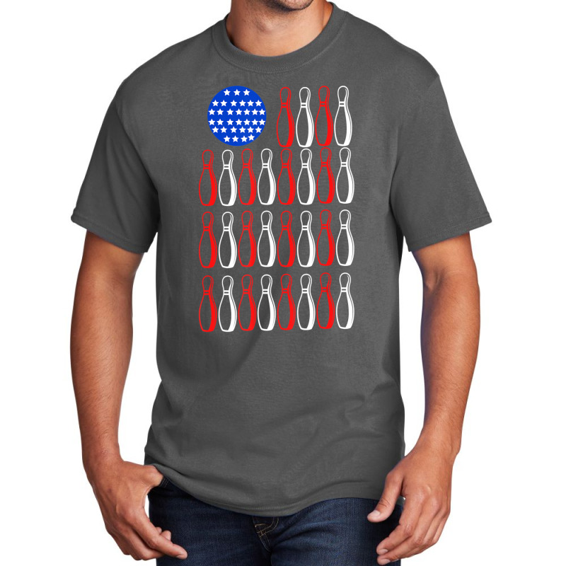 American Flag Patriot Patriotic Strike Sports Bowler Bowling Basic T-shirt by rastyrocl | Artistshot