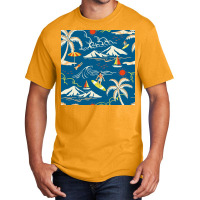 Blue Tropical Island Basic T-shirt | Artistshot